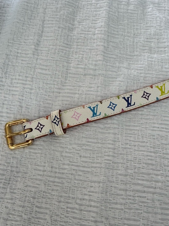 Louis Vuitton White Murakami Multicolor Monogram Belt w/Gold Buckle main image 4